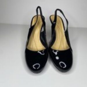 KATE SPADE Heel Kenzie Patent Leather Slingback Pump Leather Shoes Black 9.5 B.